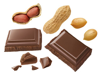 Schokoladen Stücke und Erdnüsse