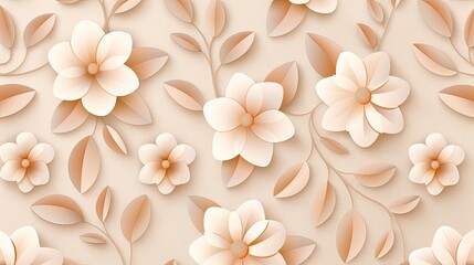 Elegant floral wallpaper with pastel-colored flowers and leaves. Ideal for background, design, and decoration projects.