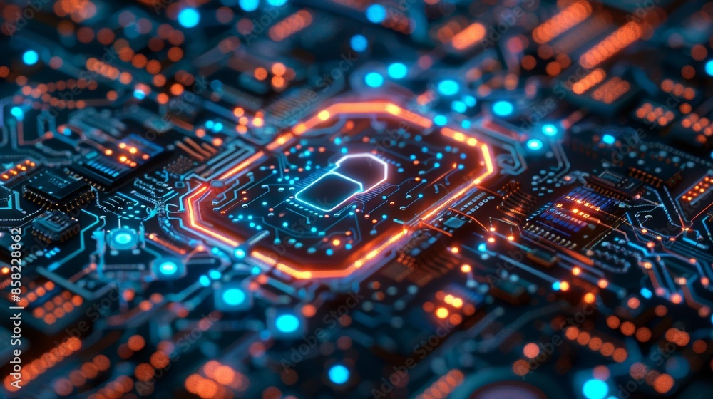 Poster advanced network security concepts, designed with futuristic and fashionable technology, emphasizing