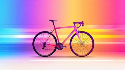 Fototapeta premium Vibrant road bike against a colorful gradient background. Perfect for cycling enthusiasts and modern, dynamic lifestyle themes.