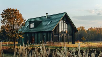 Obraz premium Polish barn with green roof