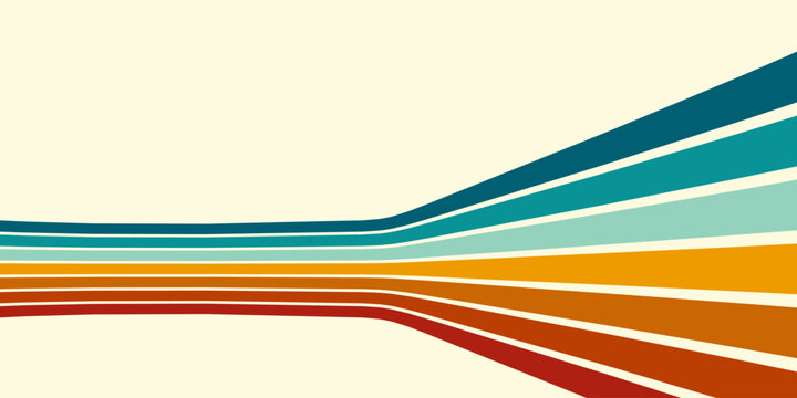 Retrofuturism poster design in trendy retro line style. Modern art poster retro vintage style 70s stripes background template lines shapes vector design