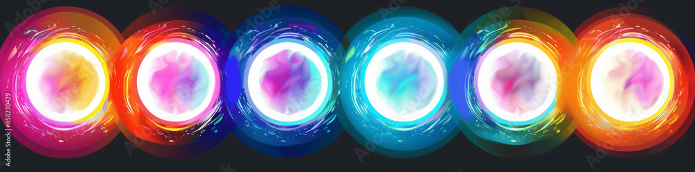 Poster rainbow gradient frames circular transparent background png vector vibrant multicolor glow neon ligh