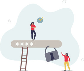 Strong password and high security lock for online account.Authentication access protection with difficult code for defense .flat illustration.