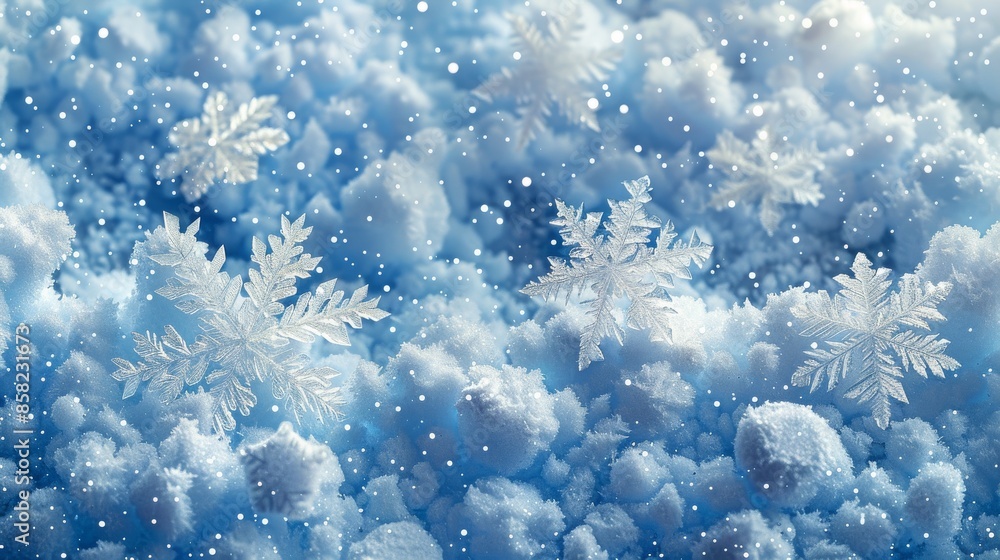Poster this image captures a stunning close-up view of intricately detailed snowflakes resting gently on a 