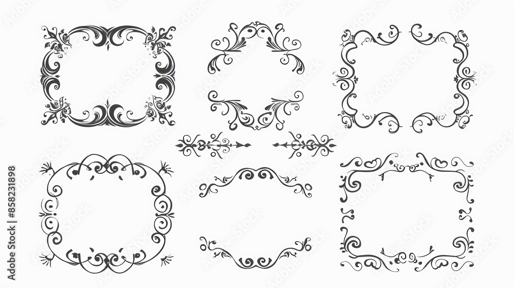 Poster a collection of squiggle and twirl filled rectangles for images and text elements with black highlig