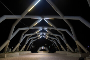 Concrete and metal bridge over the main river of Saqoz city, Kurdistan province of Iran