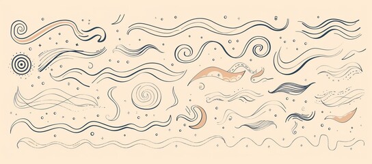 An isolated silhouette of a pair of brackets hand drawn in black and white. Round, square, wavy frames for text.