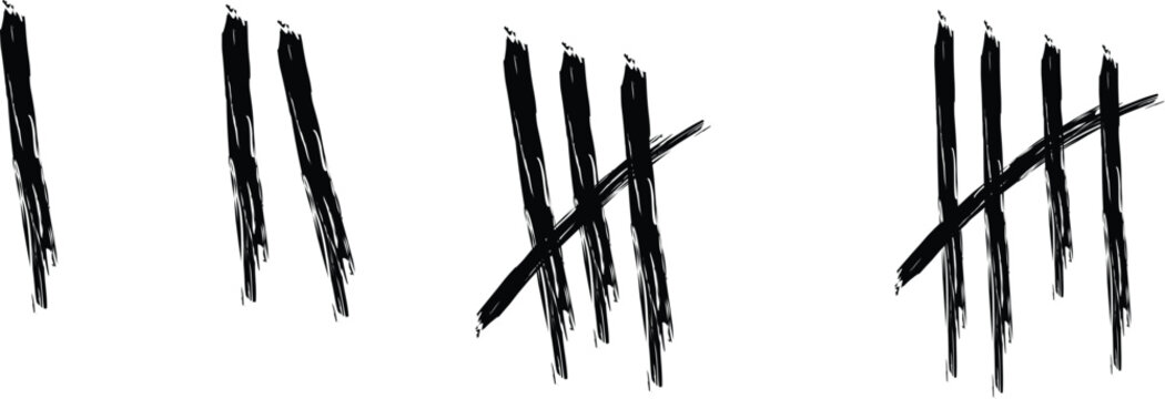 Tally marks prison jail vector wall count. Slash hash brush line number tally mark prison wall.eps10