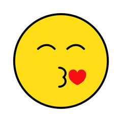 Vector illustration of kissing emoji on transparent background