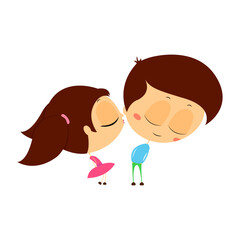 Vector illustration of kissing couple on transparent background