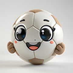 Naklejka premium Funny cute football sosser ball with eyes, 3d illustration on white background, for advertising and design