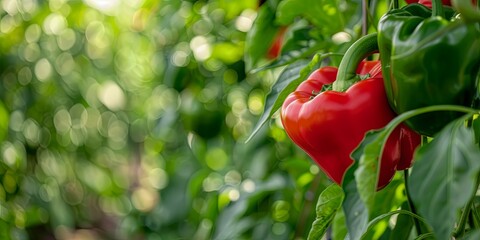 Pepper tree with red bell pepper or sweet pepper, copy space