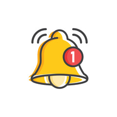 Notification bell icon in flat style. Incoming inbox message vector illustration on isolated background. Ringing bell sign business concept.