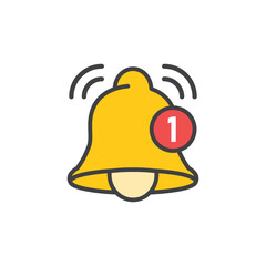 Notification bell icon in flat style. Incoming inbox message vector illustration on isolated background. Ringing bell sign business concept.