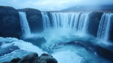 Slow Motion Godafoss Waterfall - Iceland