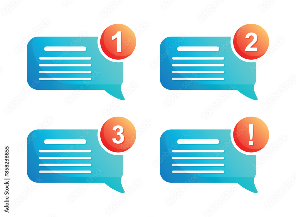 Poster new message icon set in flat style. incoming inbox email vector illustration on isolated background.