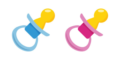 Baby pacifier icon in flat style. Nipple for newborn child vector illustration on isolated background. Soother sign business concept.
