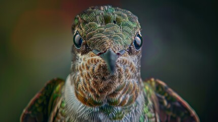 Photo of a hummingbird with a helmet.