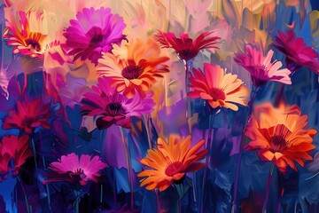Obraz premium Stunning floral wallpapers created with oil - natural beauty from vibrant flowers in unique designs