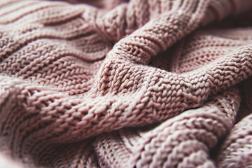 Cozy Pink Knit Fabric Texture Close Up for Fashion, Home Decor, and Design Projects