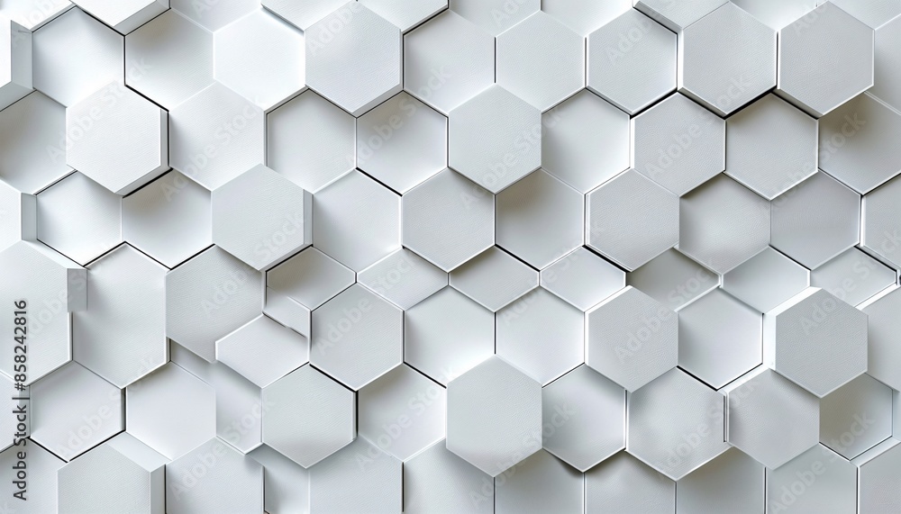 Poster abstract white hexagonal pattern background with 3d geometric shapes and modern design