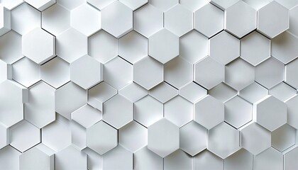 Naklejka premium Abstract White Hexagonal Pattern Background with 3D Geometric Shapes and Modern Design