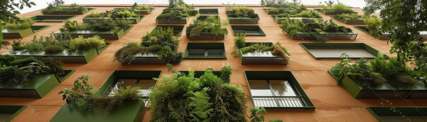 Fototapeta premium Modern Spanish apartment building with integrated vertical garden