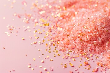 Pink and gold glitter on a pink background