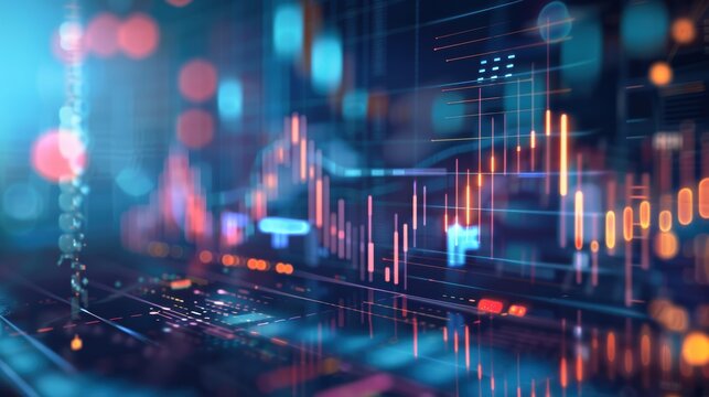 AI-driven financial analysis tools processing market data, futuristic interface, digital finance growth, and investment insights, vibrant and clear