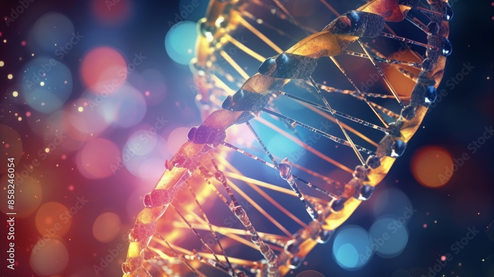 Aufkleber A captivating animation of a digital DNA molecule, its segments forming a complex genetic code, emphasizing the intricate language of life.