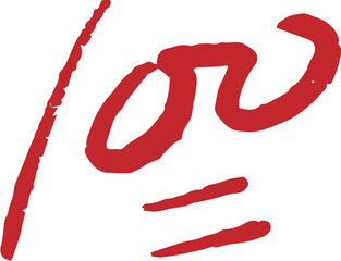 Quiz one hundred hand written red icon