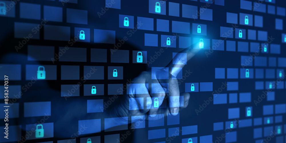 Poster cybernetic attack security, banking and personal data. protecting herself from cyber attacks. cyber 