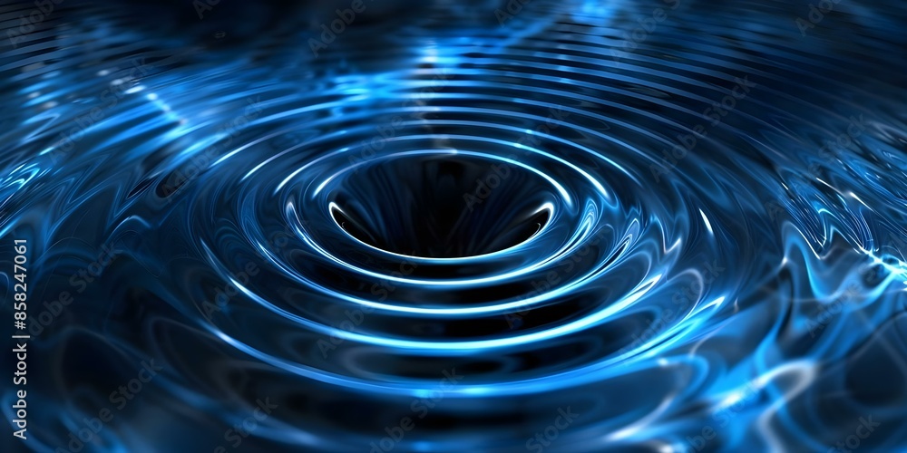 Aufkleber image displays circular electromagnetic waves with distorted surface movement. concept physics, elec