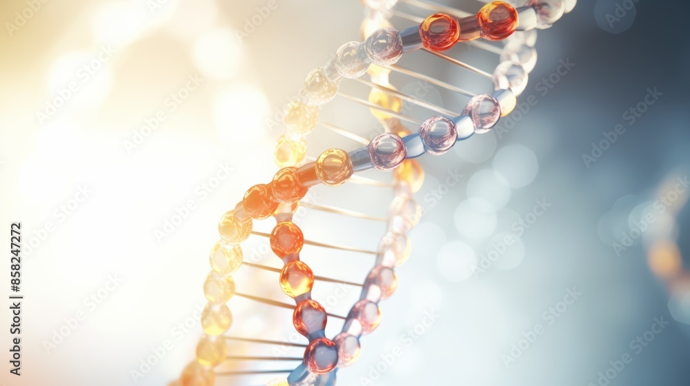 Aufkleber a captivating animation of a digital dna molecule, its structure morphing into various evolutionary 