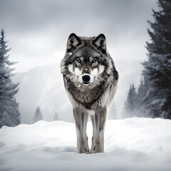 gray wolf in winter