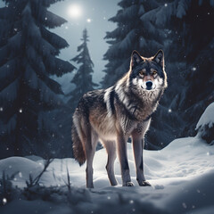 Naklejka premium wolf in snow