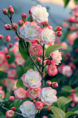 Obraz premium Pink and white camelias