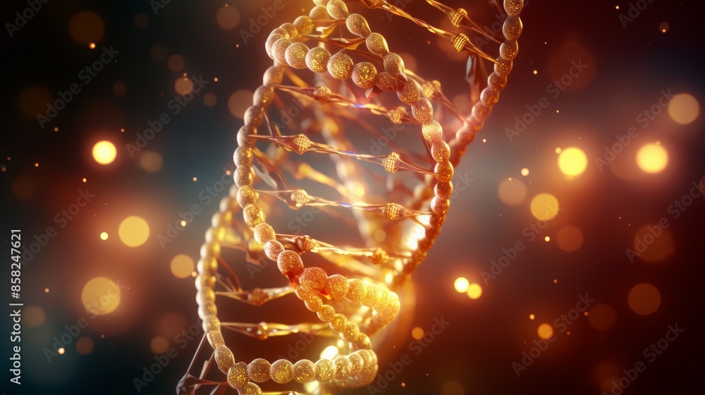 Aufkleber A captivating animation of a digital DNA molecule, its intricate sugar-phosphate backbone and complementary base pairs illuminated by a glowing medical science halo.