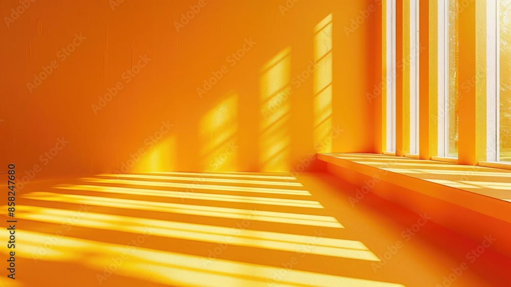 Poster vibrant yellow and orange diagonal lines create a dynamic and colorful visual experience in a modern