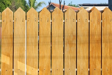 Wooden Fence. House garden wooden fence close up.
