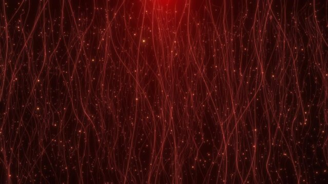 Abstract blood rain. Red fibers descending from above. Looped seamless animation.