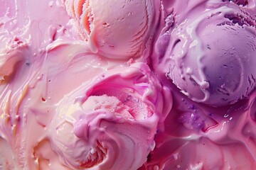 Obraz premium Capture a close-up shot of a tempting gelato ice cream, highlighting its creamy texture and vibrant colors in a digital painting style,