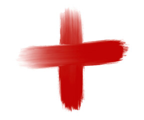 Red cross stroke isolated on transparent background