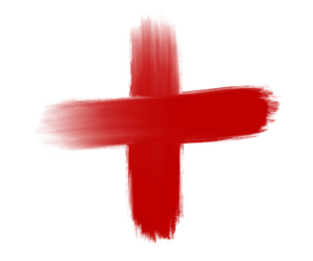 Red cross stroke isolated on transparent background