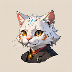 Obraz premium Dapper Cat with Gemstone Collar. Elegant feline portrait, perfect for stylish branding, pet accessories promotion, and sophisticated decor.