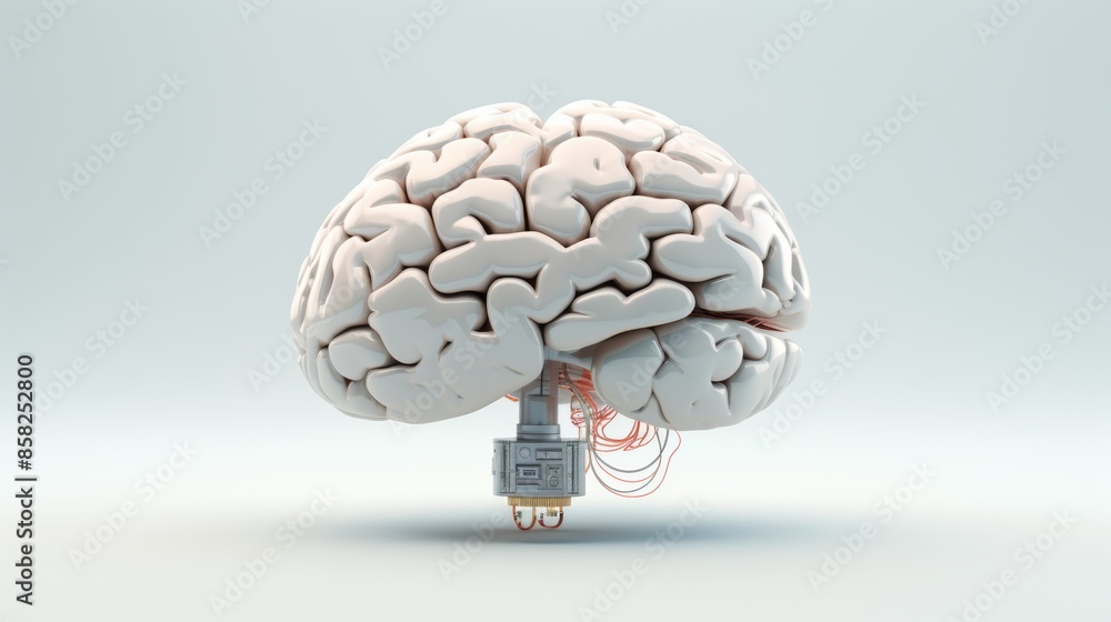 Aufkleber A digital brain rendered in a minimalist style, emphasizing the essential elements of its structure and function.