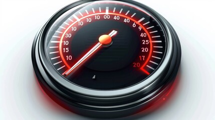 Speedometer with circle speed control. Auto dashboard, accelerating, recent modern background. Mileage control, measuring kilometers, isolated speedometer.