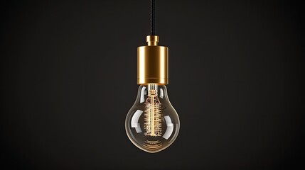 Golden Filament Light Bulb Against A Dark Background