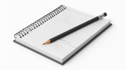 A 3D notebook with a pencil on the front page. Blank pages for news ideas or educational information. A mockup template to display a realistic banner design. Modern illustration.